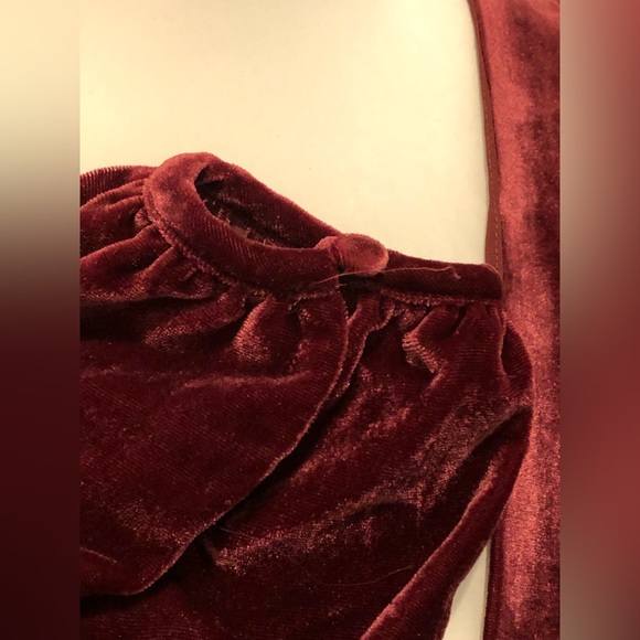 J. CREW Velvet Faux Wrap V-Neck Peplum Hem Long Sleeve Wine Blouse Sz 10 NWT - Picture 7 of 15